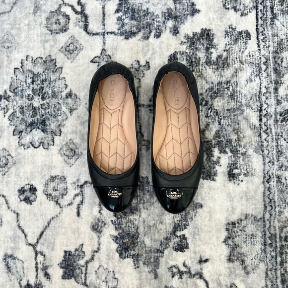 Coach Black Bonnie Ballet Leather Flats - Picture 1 of 7